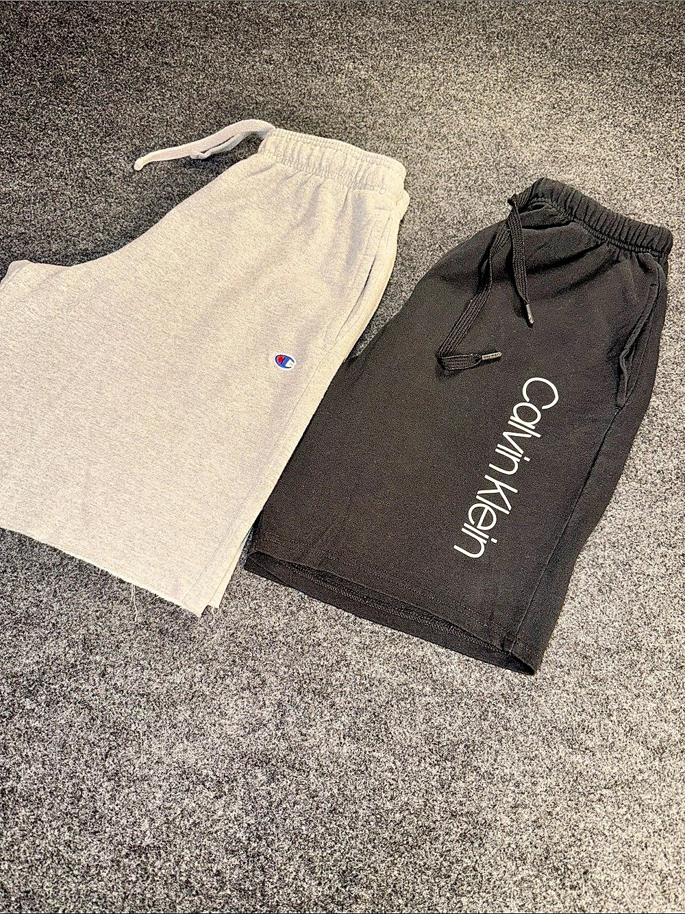Champion/CK Athletic Shorts 2-Pair Set in Black & Gray Size Medium & Large.